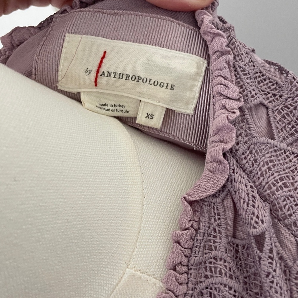 Anthropologie Mauve Lace Detail Top - Picture 4 of 6